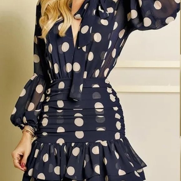 Options Mini Dress - Chocolate Blue Dot main image 1